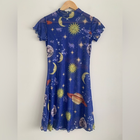 Dolls Kill Dresses & Skirts - Horoscopez by Dolls Kill - navy blue mesh celestial dress